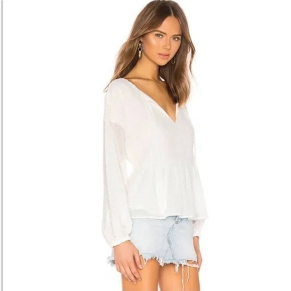 Cupcakes And Cashmere Amber Split-Neck Long-Sleeve Metallic Dot Peplum Blouse - Picture 13 of 13